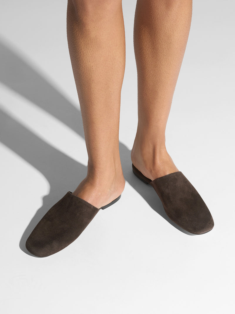Rega Suede Round-Toe Mules
